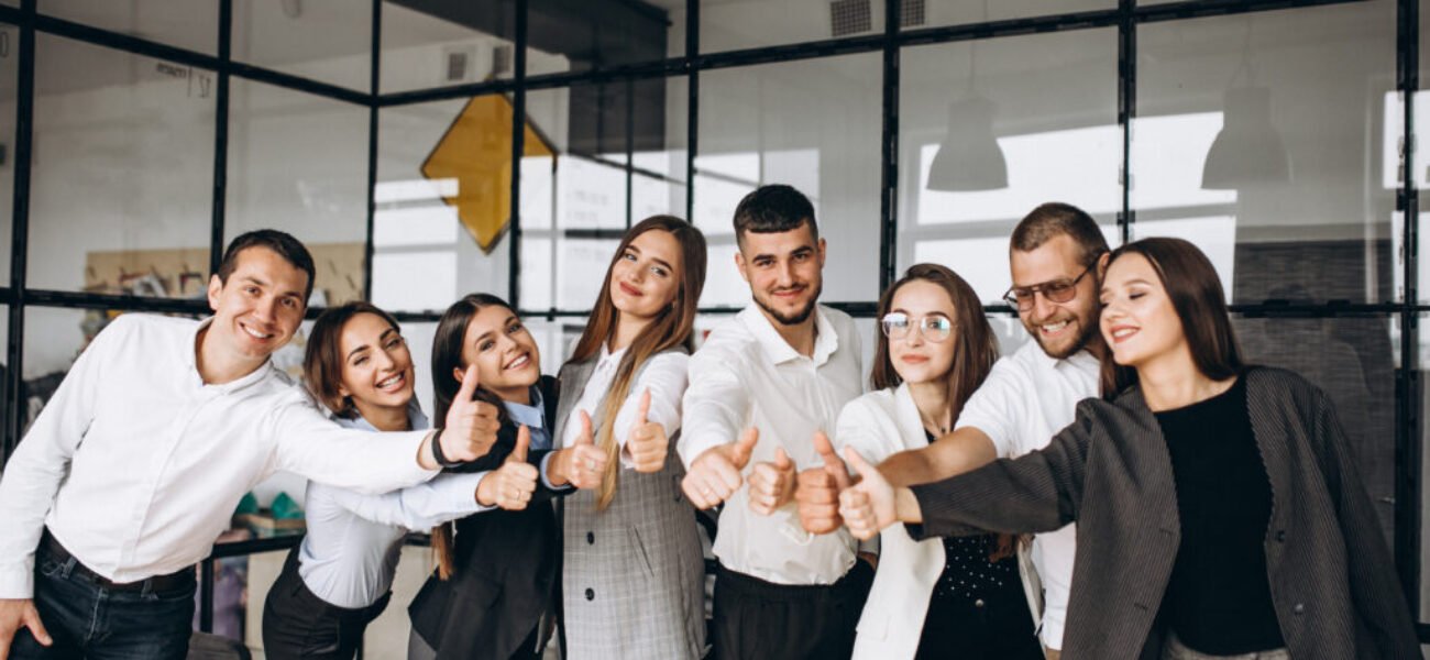 Group of people working out business plan in an office